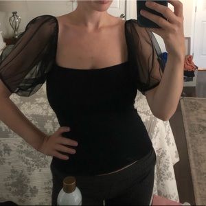 Black Free People Puff Sleeve Cami